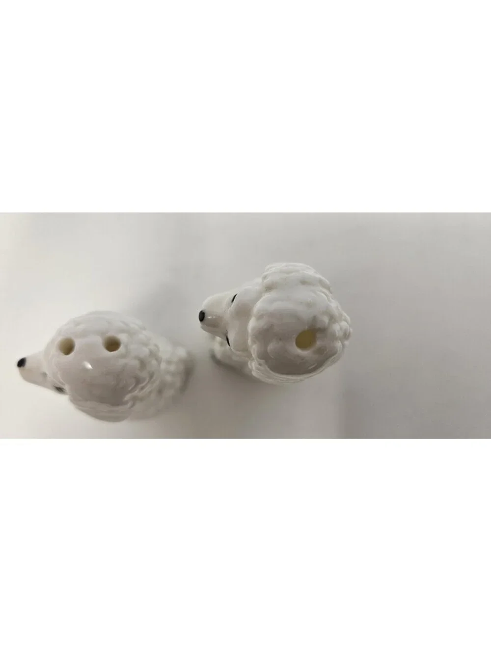 Vintage Pair Of White Sitting Poodles Salt & Pepper Shakers Set MCM Style